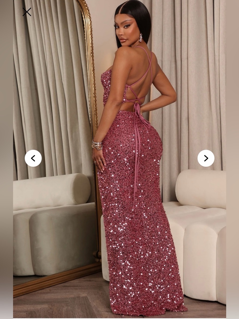 Fashion Nova Rose Sequin High-Slit Maxi Dress - Picture 2 of 10